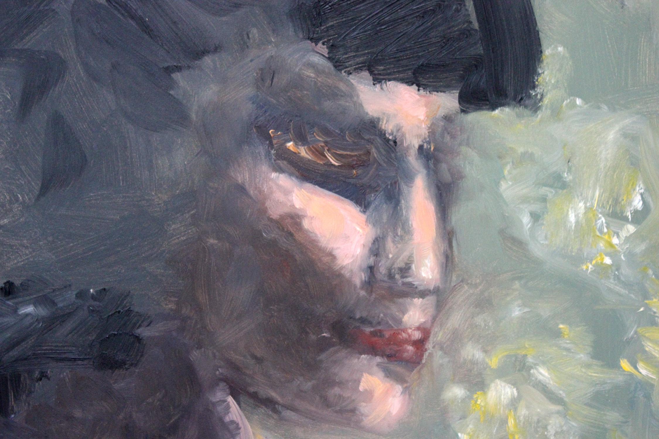 Peinture à l'huile abstraite « Émotion » d'une femme avec des perles - Painting de Cindy Shaoul