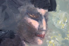 "Emotion" Abstract Portrait Oil Painting of Woman with Pearls