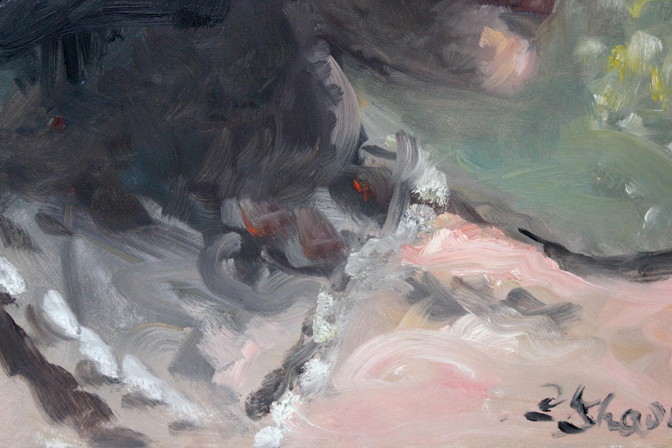 Peinture à l'huile abstraite « Émotion » d'une femme avec des perles - Contemporain Painting par Cindy Shaoul
