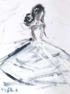 "Eve" Abstract Figure with Gown French Haute Couture Oil Painting on Paper