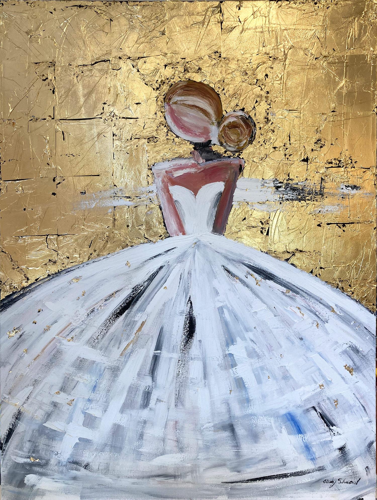 "Evening in Paris" Figure in Chanel Gown French Haute Couture Painting on Canvas
