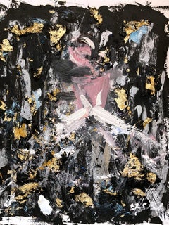 "Veladas en París" Figura con Vestido Alta Costura Francesa Pintura al Óleo sobre Papel