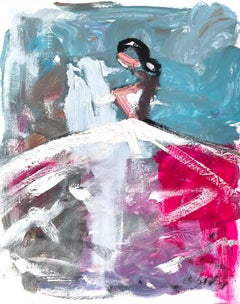 "Everly in Paris" Figure in Chanel Gown Haute Couture Oil Painting on Paper