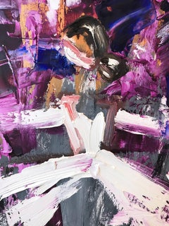 "Fashion Gala - Paris" Gown French Haute Couture Figure Oil Painting on Paper