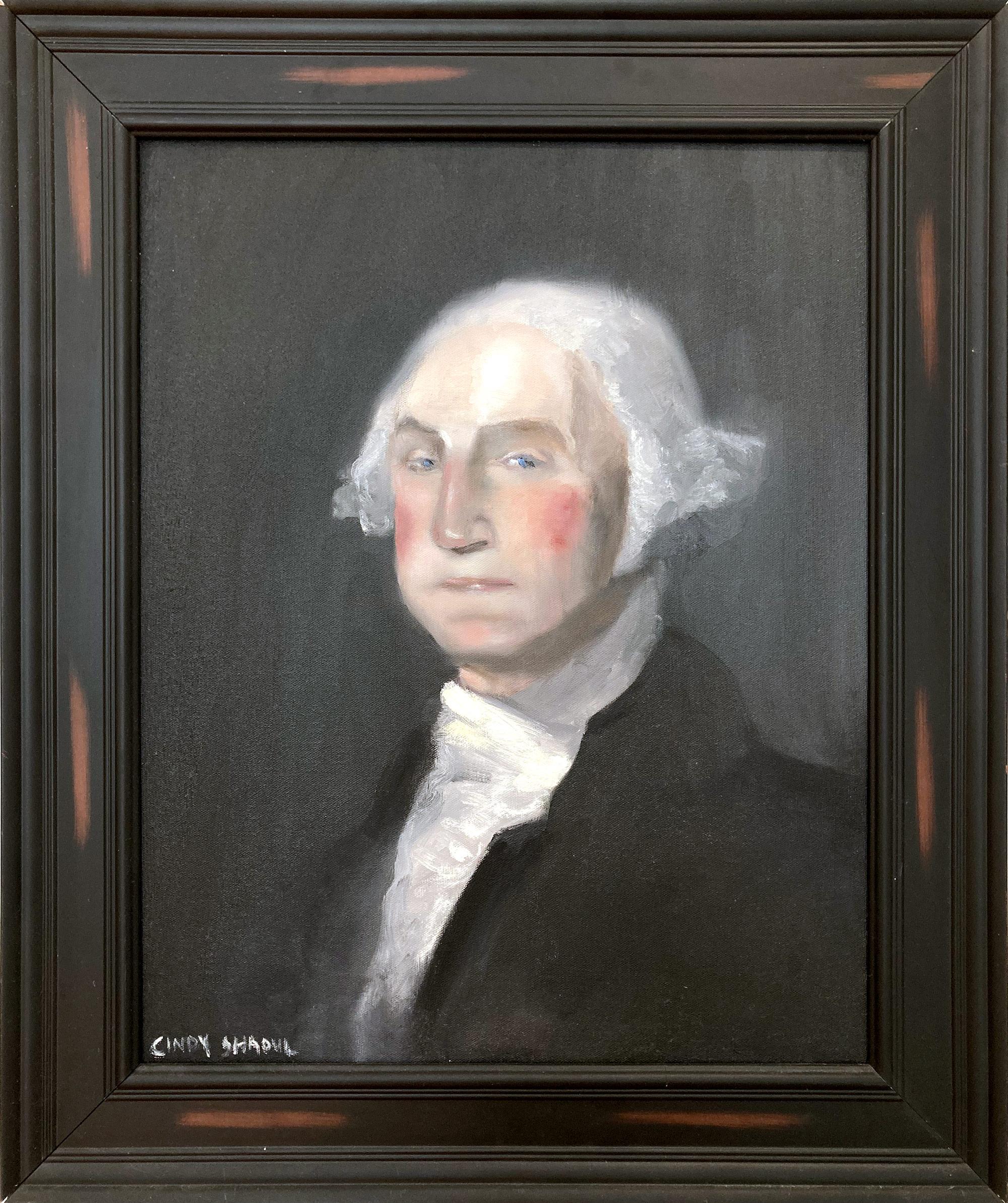 Cindy Shaoul Figurative Painting – „Vater der Nation“ George Washington – impressionistisches Ölgemälde auf Leinwand