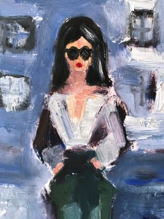 "Fierce in New York" Fashion Figure wearing Chanel NYC Oil Painting on Paper