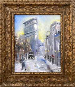 Cindy Shaoul - "Flatiron At Twilight NYC" Impressionist Snow Scene Oil Painting Framed "Flatiron At Twilight NYC" Impressionist Snow Scene Oil Painting Framed