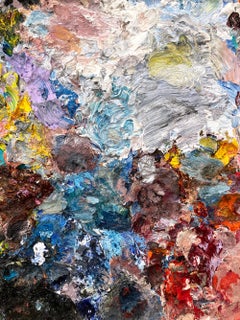 "Follow Your Dreams" Abstract Oil Painting on Wood Panel in White Frame