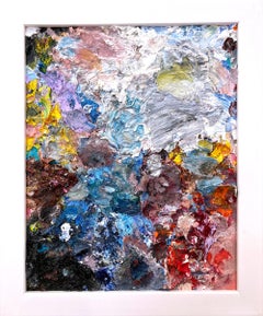 "Follow Your Dreams" Abstract Oil Painting on Wood Panel in White Frame