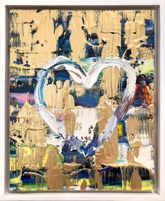 "My Follow Your Heart" Multicolor Contemporary Oil Painting White Floater Frame