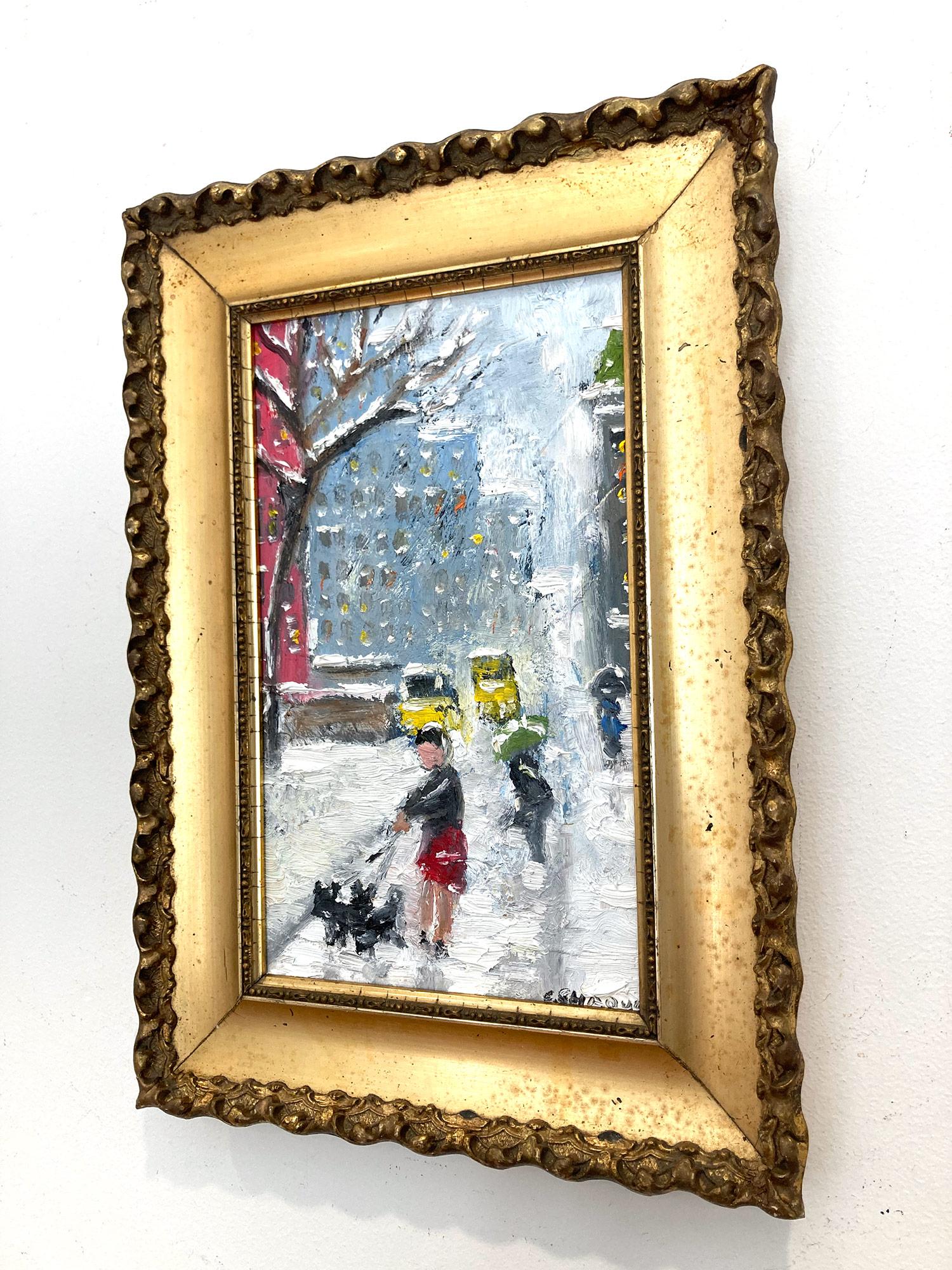 Impressionistisches Ölgemälde „For a Walk w Yorkies in NY“ im Stil von Guy Wiggins im Angebot 6