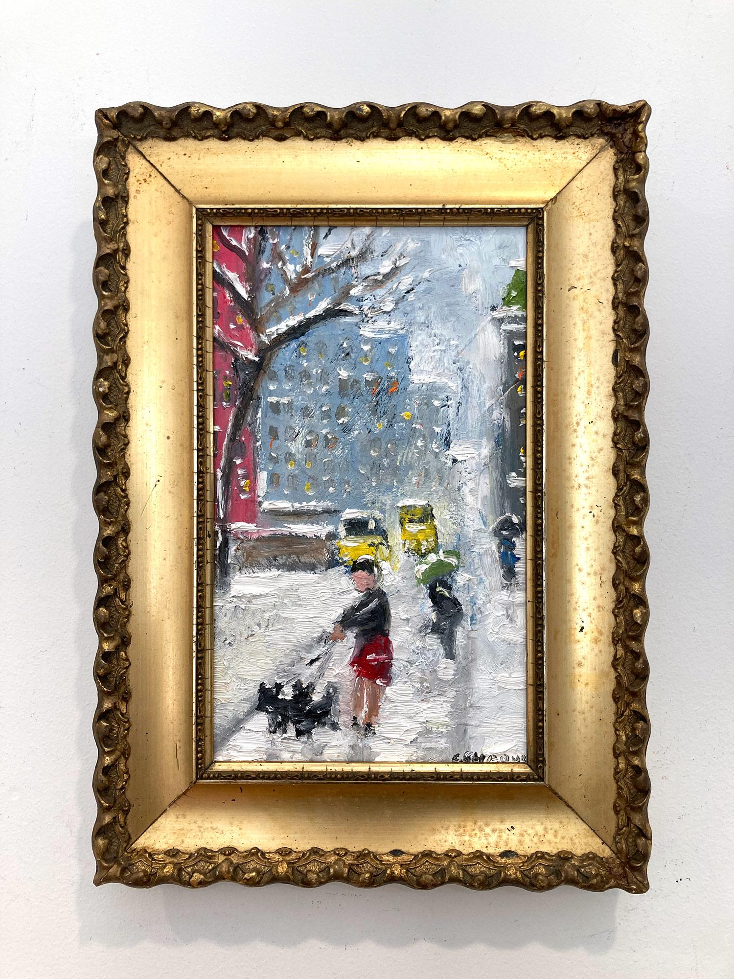 Impressionistisches Ölgemälde „For a Walk w Yorkies in NY“ im Stil von Guy Wiggins im Angebot 5