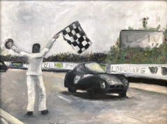 "Ford Vs. Ferrari" Car-racing Scene Oil Painting on Canvas Board with Frame