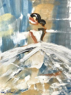 "Forever in Dior" Figure with Gown French Haute Couture Oil Painting on Paper