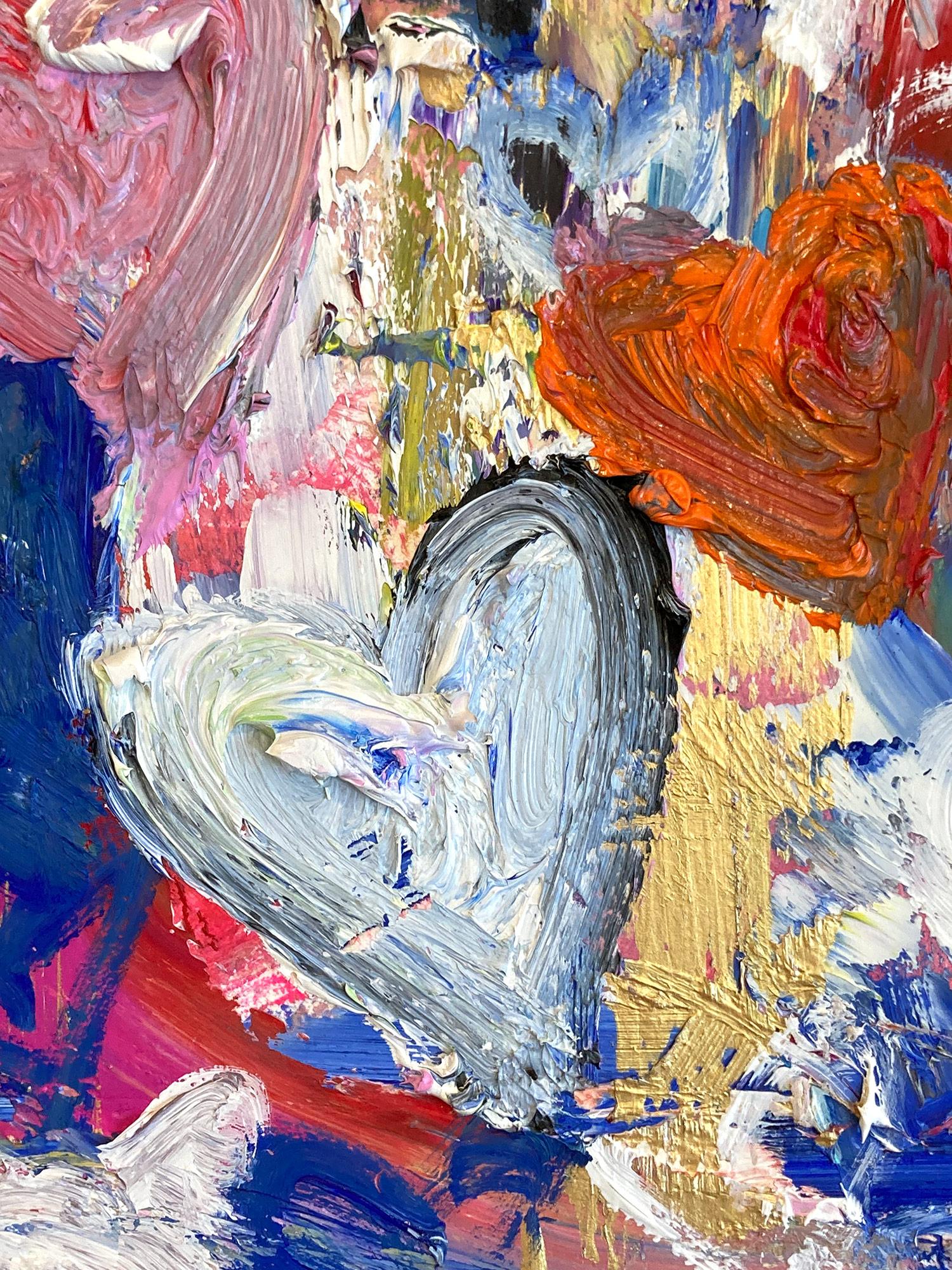 Abstraktes Gemälde auf Papier, „Found Love in Portofino“, farbenfrohes Pop-Art-Herzen im Angebot 2