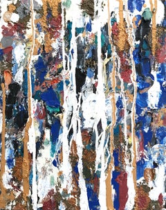 "From a Distance" Colorful Contemporary Oil and Mixed Media Painting on Canvas