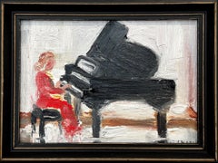 "Fur Elise" Impressionistic Oil Painting of a Woman Playing the Piano Indoors