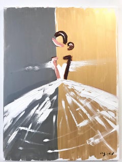 "Gabriella" Figura astratta con abito Haute Couture francese Pittura a olio su tela