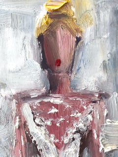 "Georgia" Figure wearing Chanel Wedding Dress Oil Painting Paper