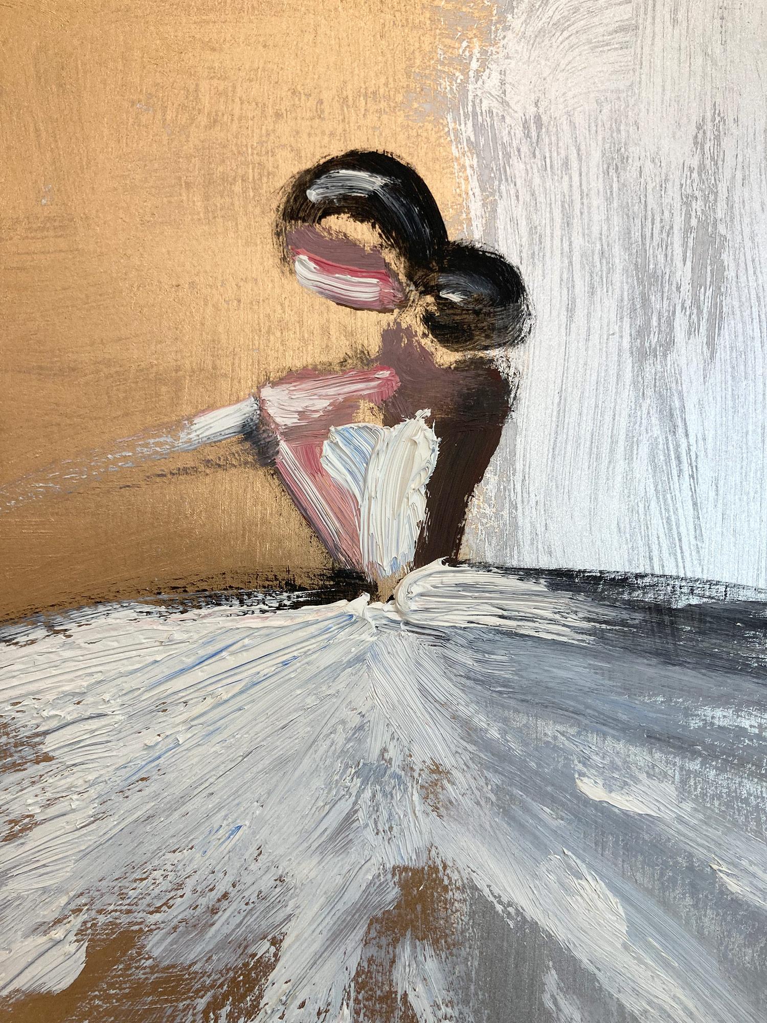 Abstrakte Figur „Gianni“ mit Kleid Französisch Haute Couture Ölgemälde auf Papier, Haute Couture – Painting von Cindy Shaoul