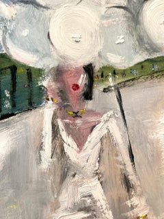 "Girl With Balloons -Park Place" Haute Couture Painting on Archival Paper