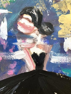 "Oro e rosa a Parigi" Figura astratta Abito Haute Couture Carta oleografica