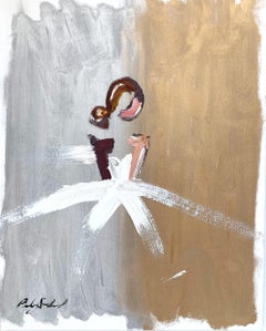 "Gold and Silver Nights" Figure in Gown Haute Couture Oil Painting on Paper