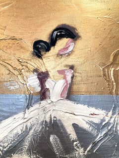 "Golden Hour in Paris" Abstract Figure in Chanel Gown Haute Couture Oil Painting