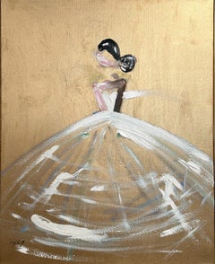 "Golden Hour in Paris" Figure in Chanel Gown Haute Couture Oil Painting Canvas