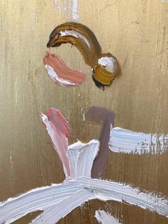 "Goldie" Figura astratta in abito Chanel Haute Couture Pittura su carta