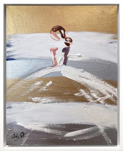 Peinture à l'huile sur toile « Goldie - Met Gala » représentant une robe de haute couture française