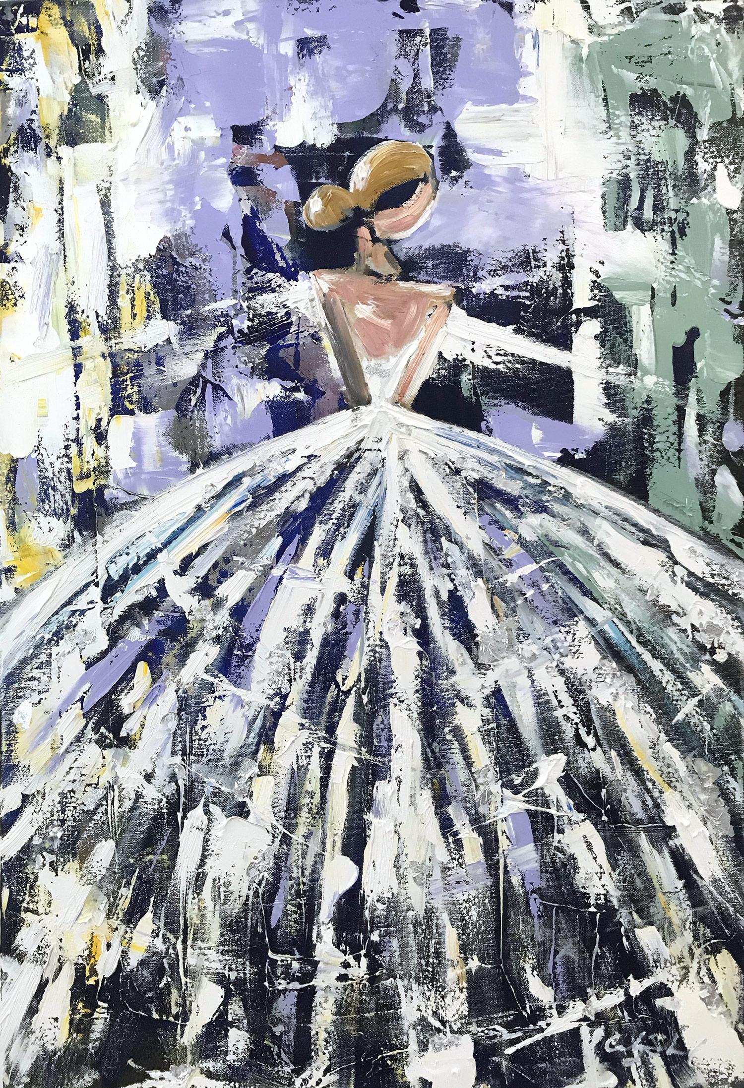 "Heidi" Abstract Figure with Gown French Haute Couture Oil Painting on Canvas