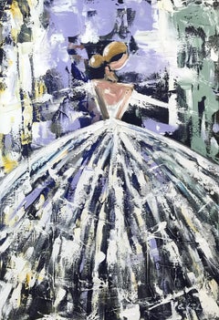 "Heidi" - Figure abstraite avec robe - Peinture à l'huile sur toile - Haute Couture française