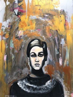"Hola Twiggy" Pintura al óleo contemporánea sobre lienzo Retrato de la icónica Twiggy