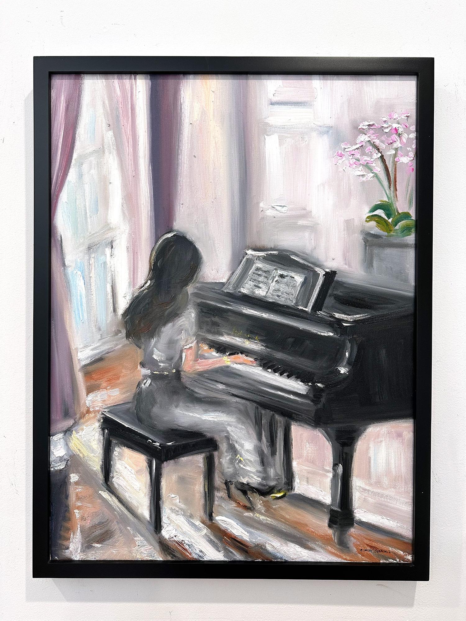 Impressionistische Interieurszene „Ihre erste Liebe“ mit Klavier im Chateau de Chambo im Angebot 12