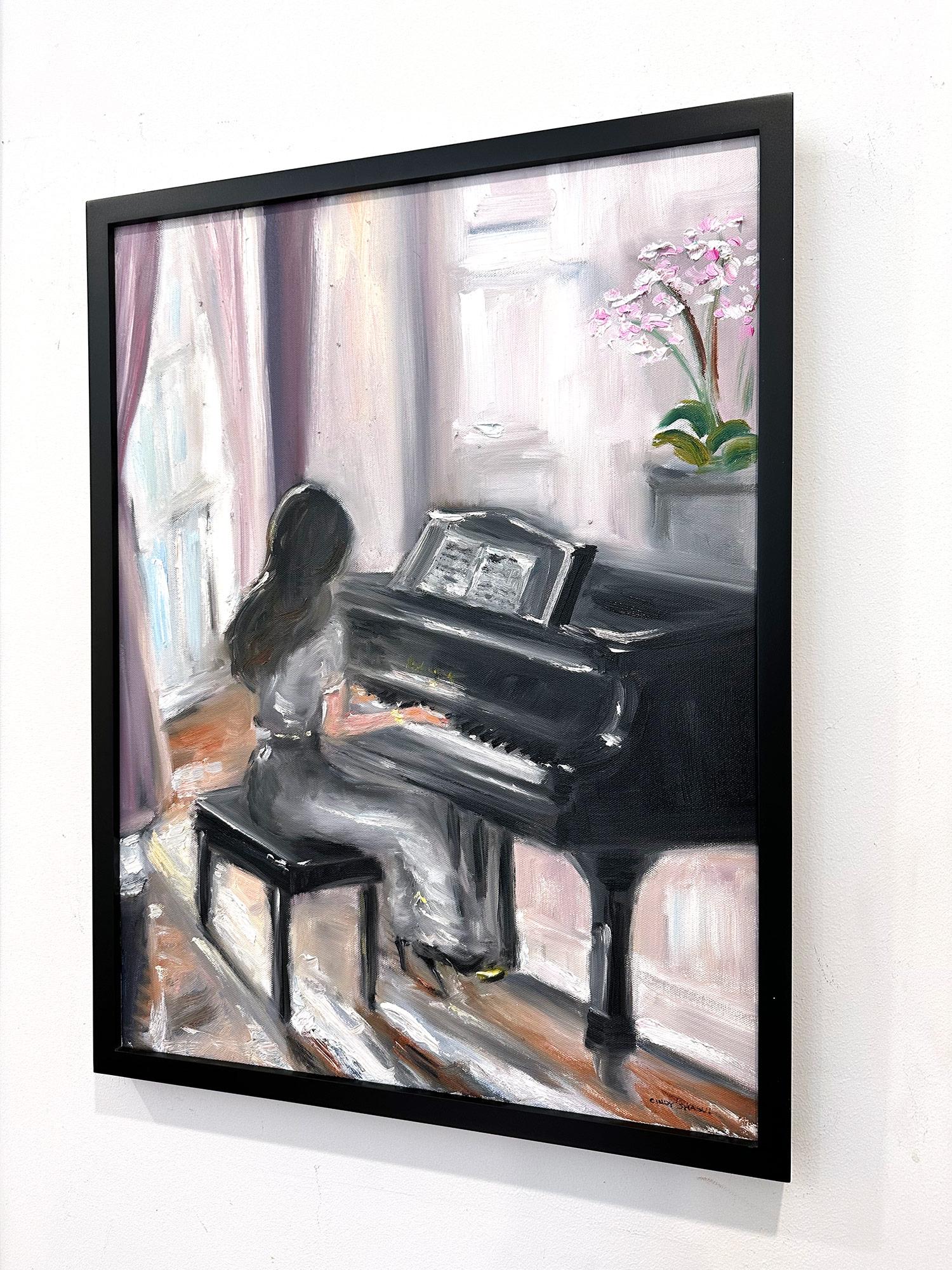 Impressionistische Interieurszene „Ihre erste Liebe“ mit Klavier im Chateau de Chambo im Angebot 13