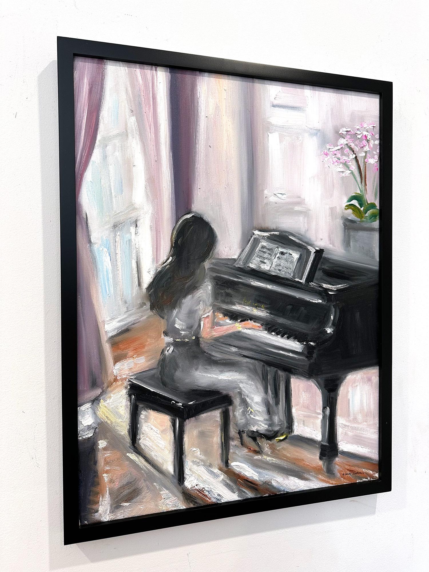 Impressionistische Interieurszene „Ihre erste Liebe“ mit Klavier im Chateau de Chambo im Angebot 14