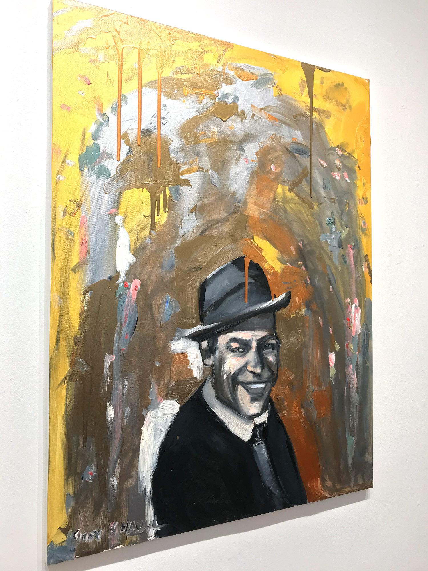 Abstraktes Ölgemälde „Hey Sinatra“ auf Leinwand, Porträt des ikonischen Frank Sinatra im Angebot 7