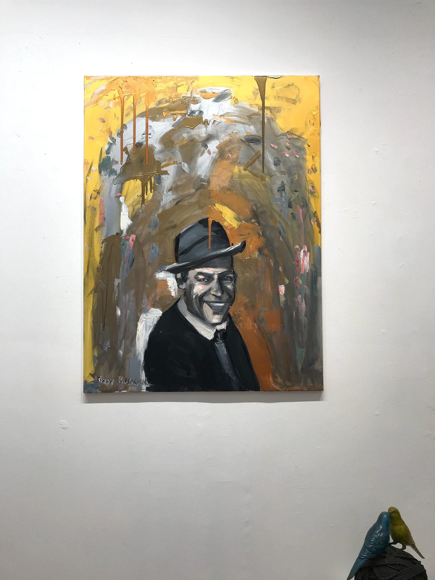 Abstraktes Ölgemälde „Hey Sinatra“ auf Leinwand, Porträt des ikonischen Frank Sinatra im Angebot 8