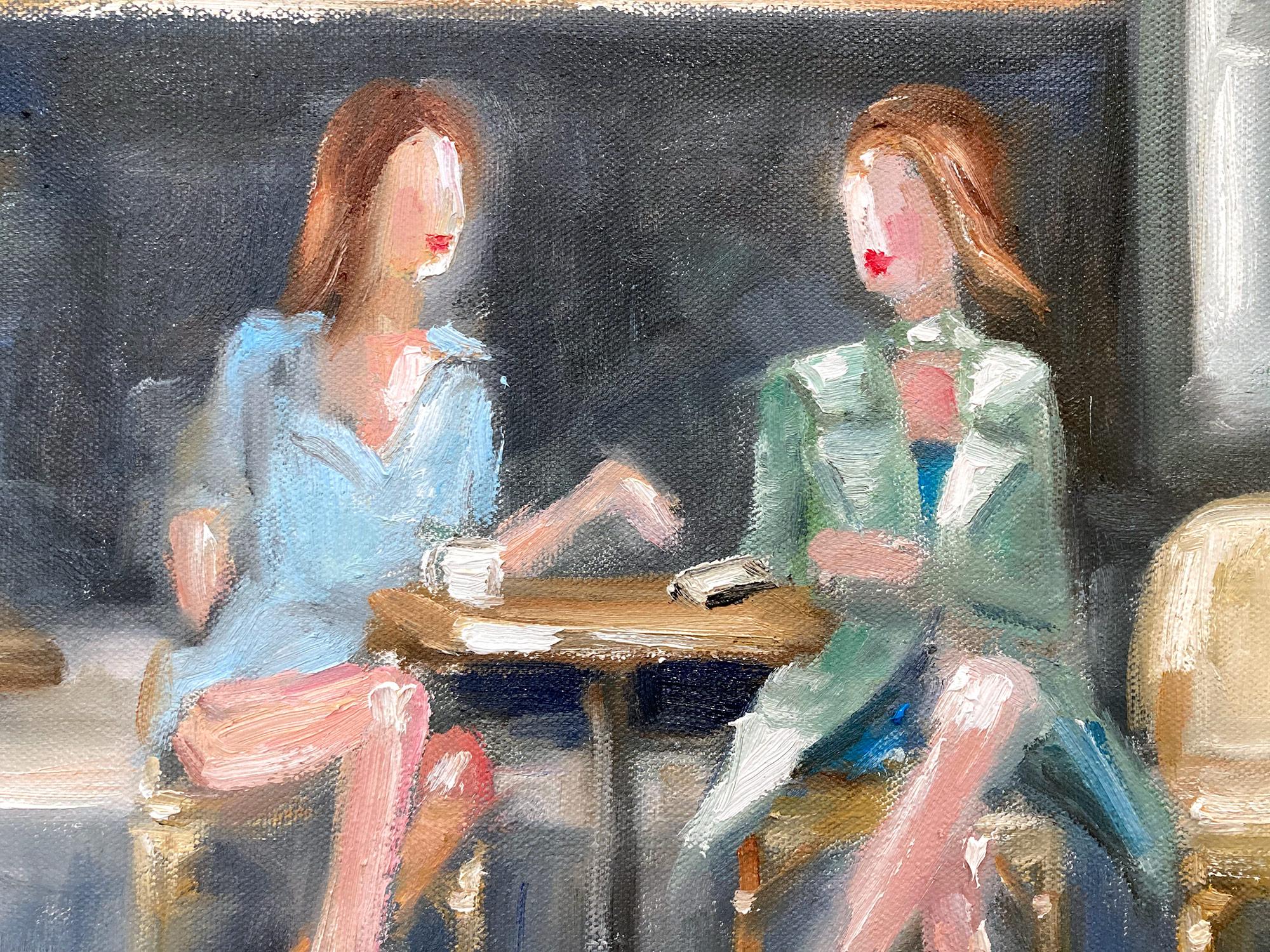 This painting depicts Lily Collins and Ashley Park at a Parisian Cafe, an impressionistic scene reinvented from Emily in Paris. 

This painting measures 16 x 23 inches

Inspired by whimsey and purity of the feminine form, Cindy Shaoul is known for