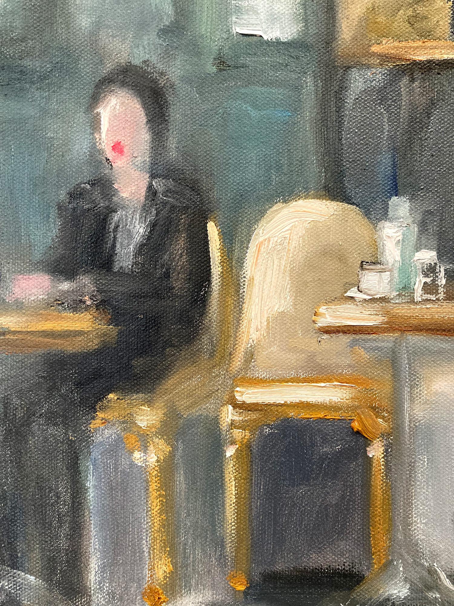 This painting depicts Lily Collins and Ashley Park at a Parisian Cafe, an impressionistic scene reinvented from Emily in Paris. 

This painting measures 16 x 23 inches

Inspired by whimsey and purity of the feminine form, Cindy Shaoul is known for