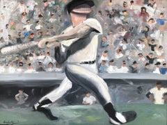 "Home Run - Joe DiMaggio" Impressionistic World Series Oil Painting on Canvas