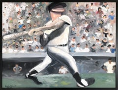 "Home Run - Joe DiMaggio" Impressionistic World Series Oil Painting on Canvas