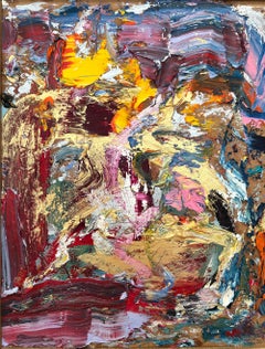 "Quando mi hai baciato per la prima volta" dipinto a olio astratto con cornice antica vintage