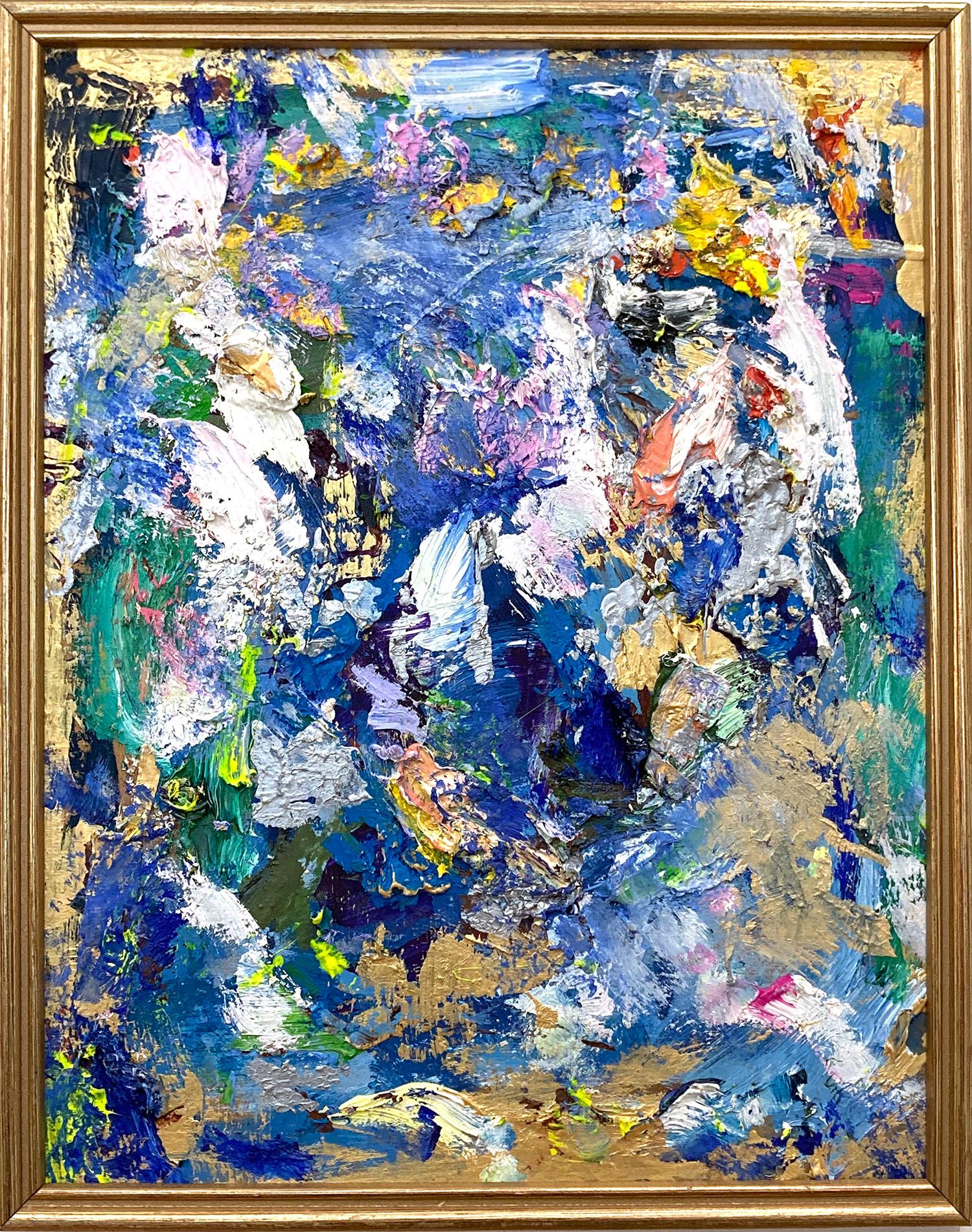 "I'm A Dreamer" Pittura a olio astratta su pannello di legno con cornice vintage