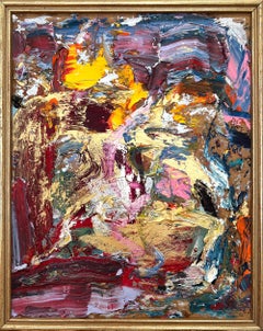 "When You First Kissed Me" Abstract Oil Painting in Vintage Antique Frame