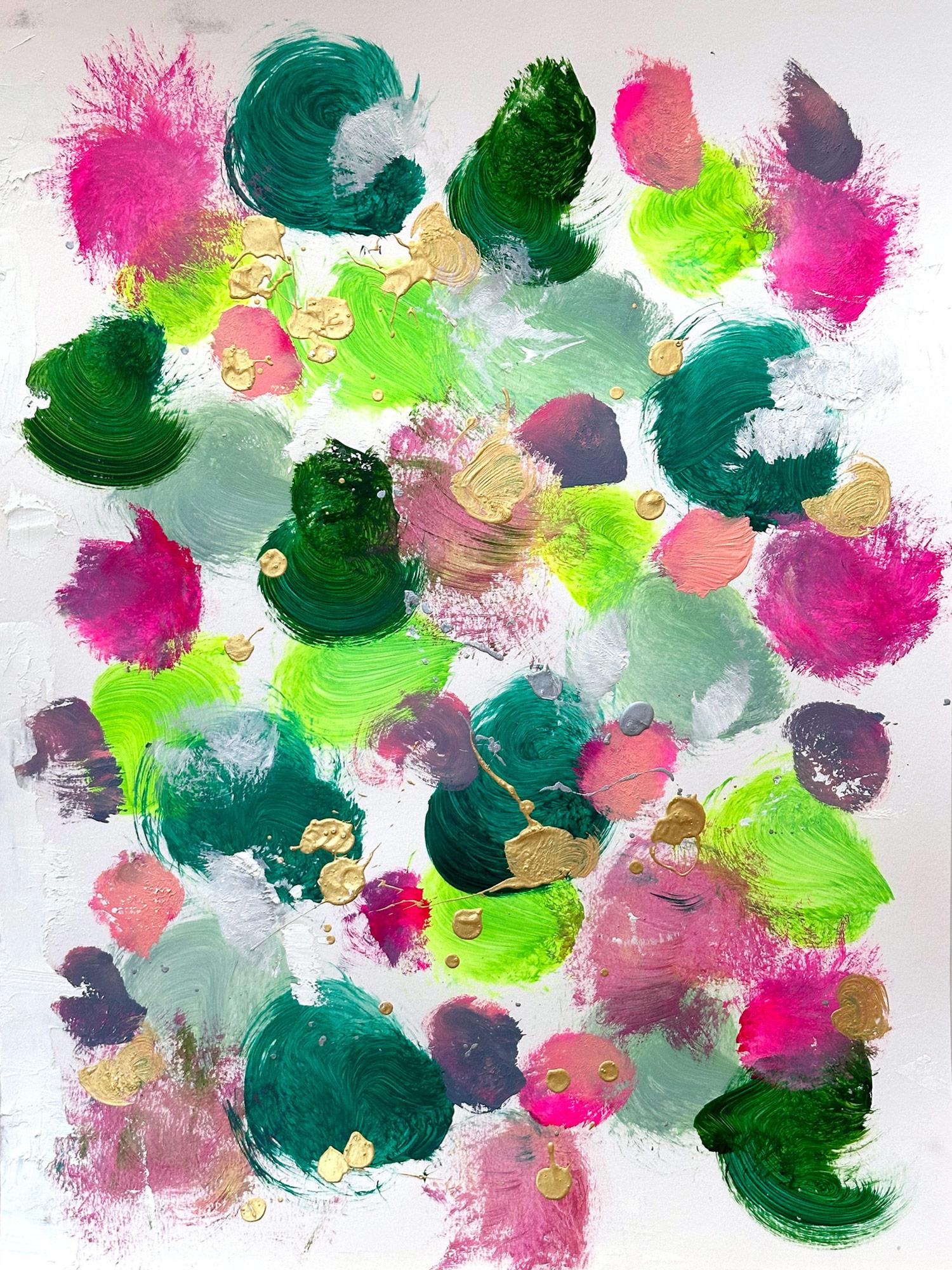 Cindy Shaoul Abstract Painting - "In the Moment" Color Theory Contemporary Painting Paper Inspired by Sam Francis