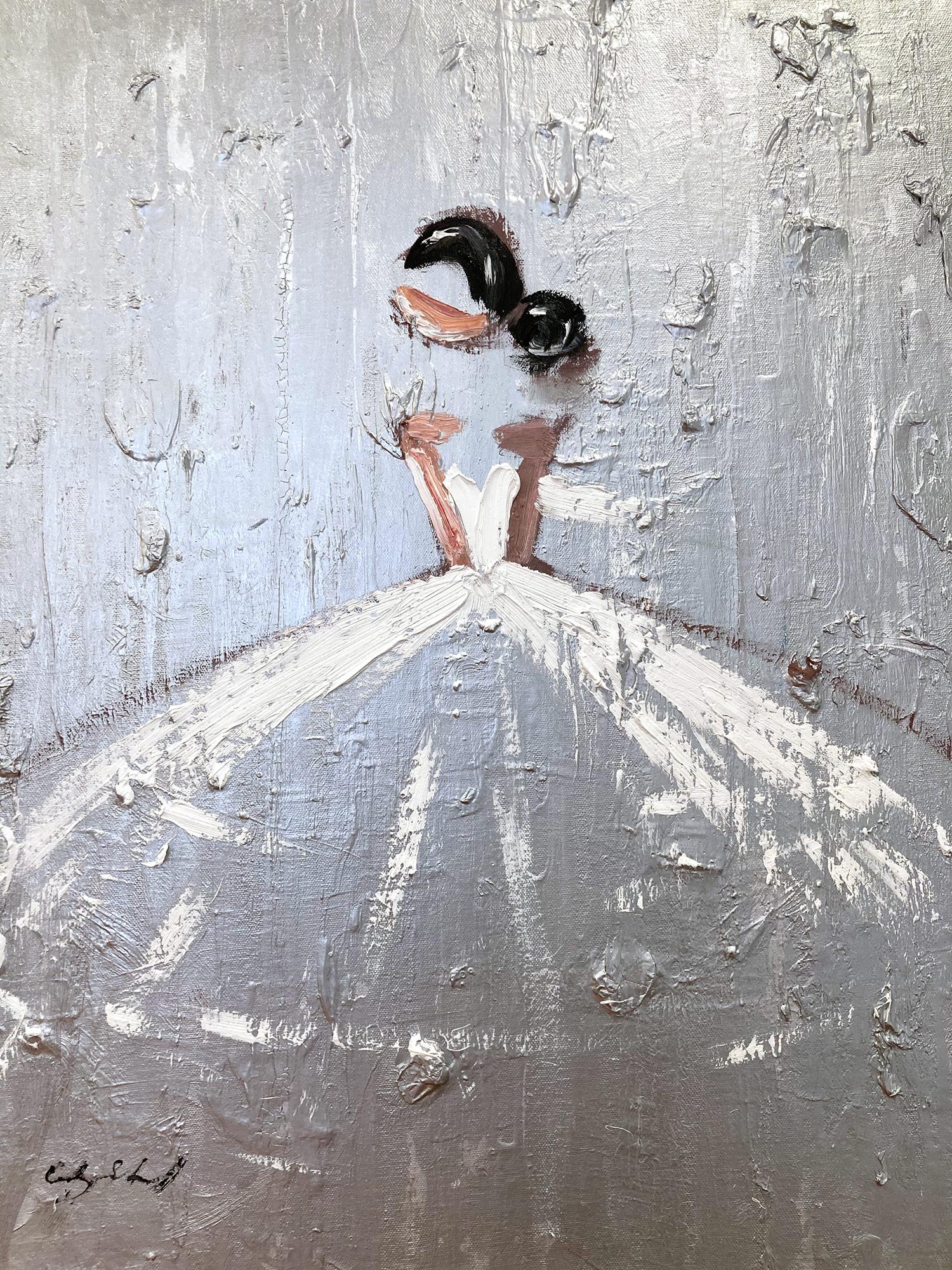 Exploring the purity of the feminine form and the drama of French haute couture, artist Cindy Shaoul creates a dialogue between the figurative and the abstract. Her spirited compositions are both dramatic and invigorating, capturing the fleeting