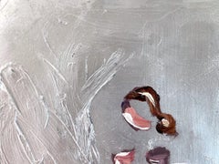 "J'adore Silver in Paris" Figure in Haute Couture Gown Oil Painting on Paper