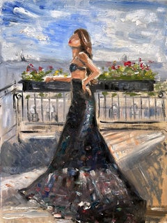 "Janhvi Kapoor in Paris" Celebrated Indian Actress in Haute Couture Oil Painting
